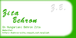 zita behron business card